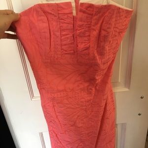 Lilly Pulitzer coral pink strapless dress